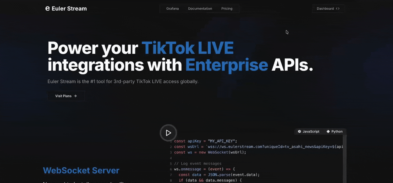 GIF showing how to get an Eulerstream API key